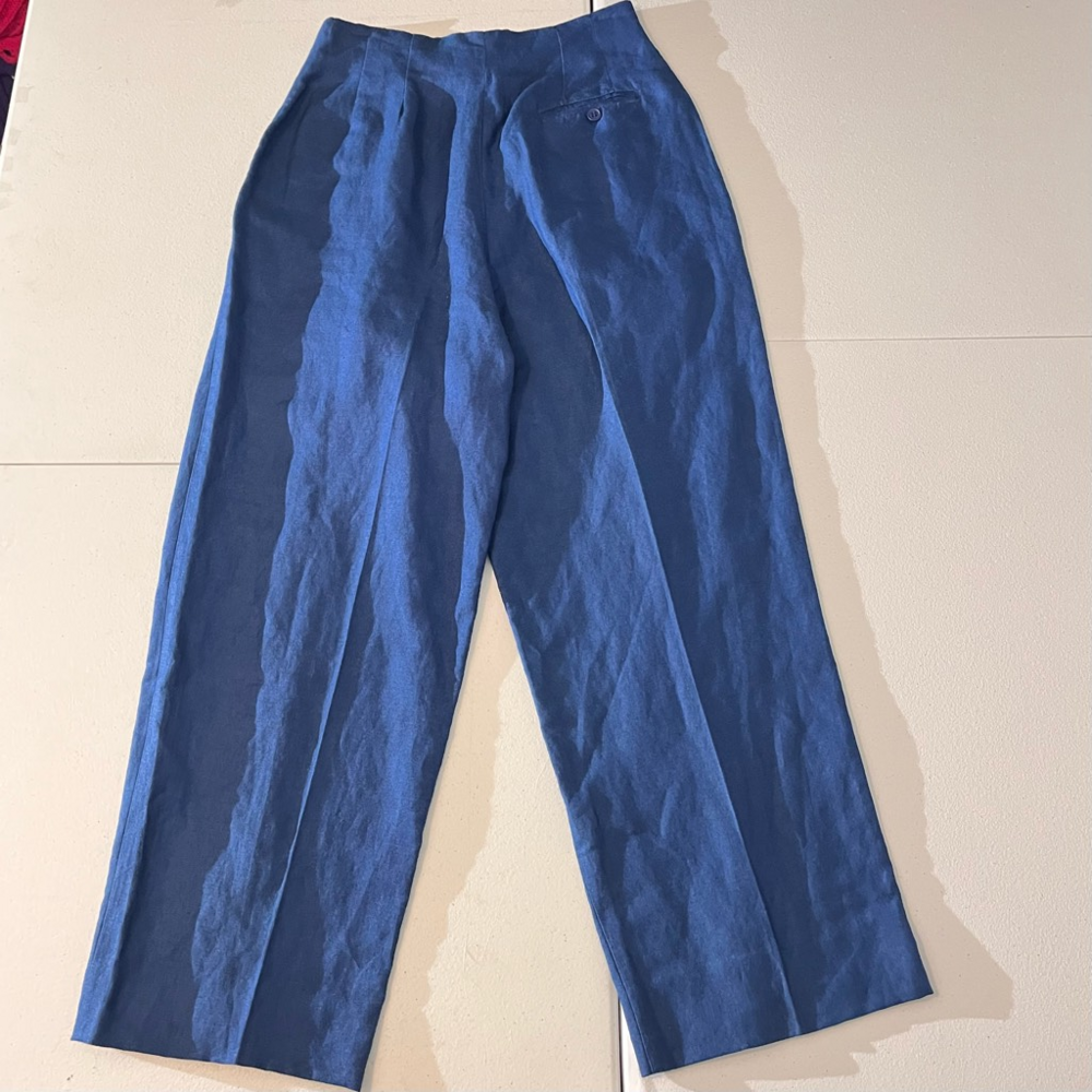 Vintage Fashion Options Pants Womens 26 Career Blue High Rise Pleated